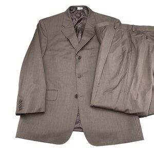 Pronto Uomo Suit Men 44R/35W x 32L Brown Super 120s Cashmere Wool Classic Career